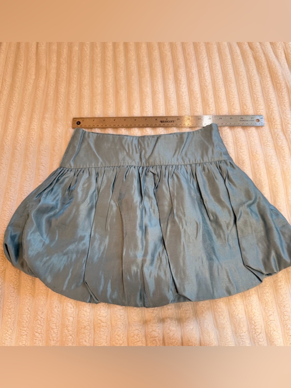 Blue Satin Bubble Hem Skirt